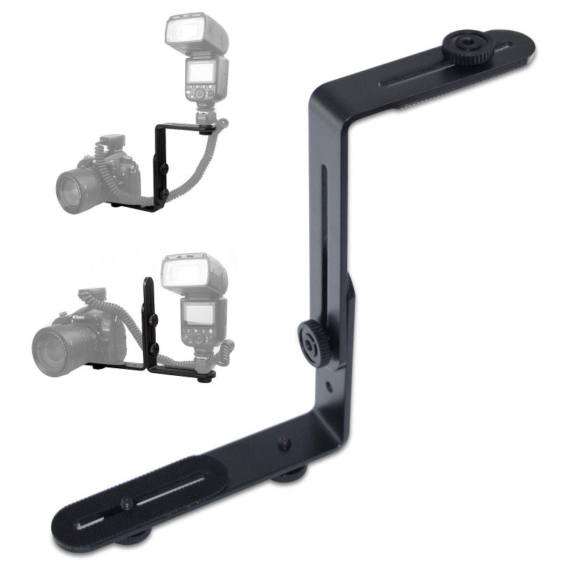EXMAXÂ® Metal Aluminum Alloy L-Shape Camera Flash Bracket Flashlight Camera Holder Mount Quick Flip DSLR SLR - Image 1